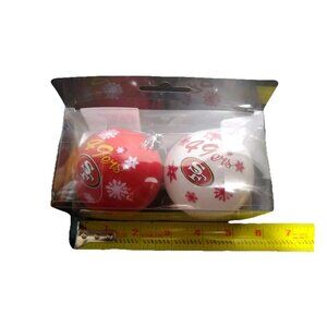 49ers Christmas Ornaments 2 Pack Foco Plastic Balls San Francisco NFL New In Box